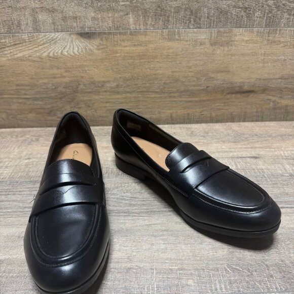 Clarks Hamble Black Leather Penny Loafers Women's Size 9.5 - Picture 6 of 7